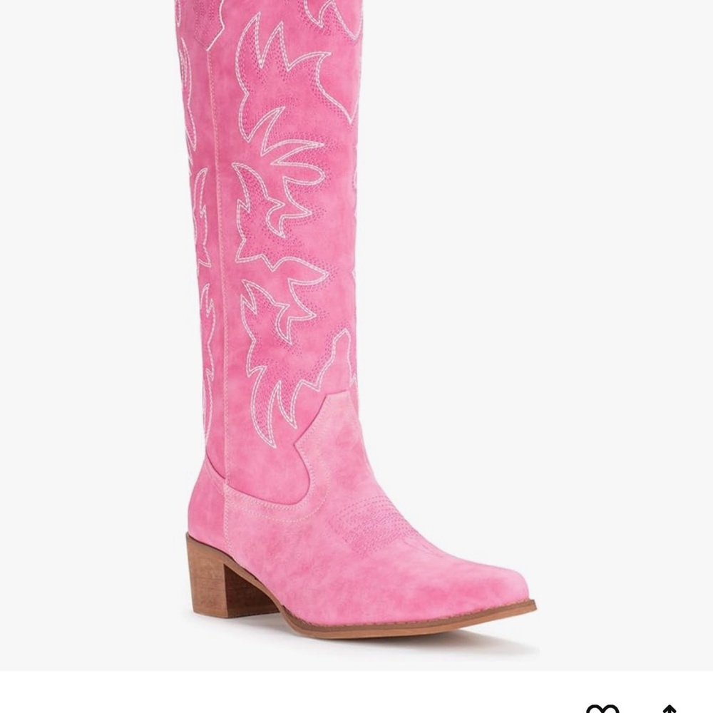 Chic Pink Embroidered Heeled Boots
